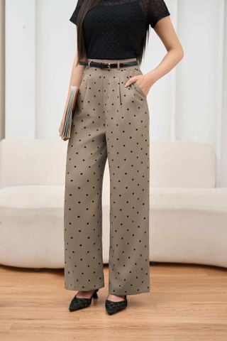 Quần nữ dòng Younger vải xước chấm bi thiết kế suông chấm bi