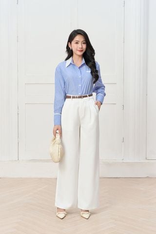 Quần suông nữ công sở chất vải chéo trượt trendy