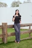  Quần suông nữ chất liệu lụa băng dập ly họa tiết 
