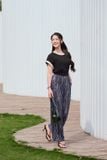 Quần suông nữ chất liệu lụa băng dập ly họa tiết 