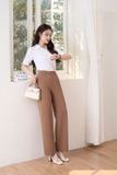  Quần suông nữ cạp cao chất chéo Nhật thanh lịch 
