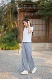  Quần ống suông tăm nữ chất sợi tre cạp chun túi 2 bên 