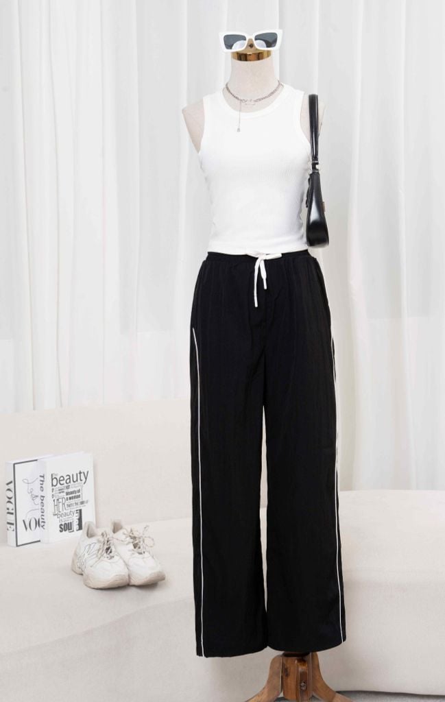  Quần gió nữ Cardina dòng casual vải thô gió nhẹ dáng suông rút gấu 