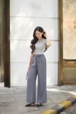  Quần suông nữ dáng cạp liền dây đai buộc có thể tháo rời 