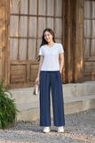  Quần đũi nữ Cardina dòng casual vải đũi bamboo dáng suông cạp chun 