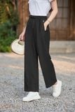  Quần đũi nữ Cardina dòng casual vải đũi bamboo dáng suông cạp chun 
