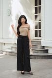  Quần suông nữ dáng cạp liền dây đai buộc có thể tháo rời 