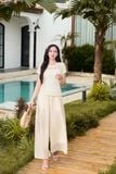  Quần Tơ Nữ Younger by Cardina Dáng Ống Rộng Xòe Vải Tơ Siêu Nhẹ 
