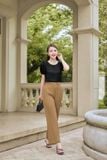  Quần trượt Ý suông cạp phối đai sành điệu, tôn dáng cho nàng tự tin 