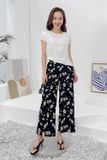  Bộ áo đũi trơn vạt chéo, quần mango suông họa tiết 