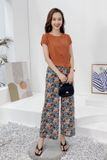  Bộ áo đũi trơn vạt chéo, quần mango suông họa tiết 