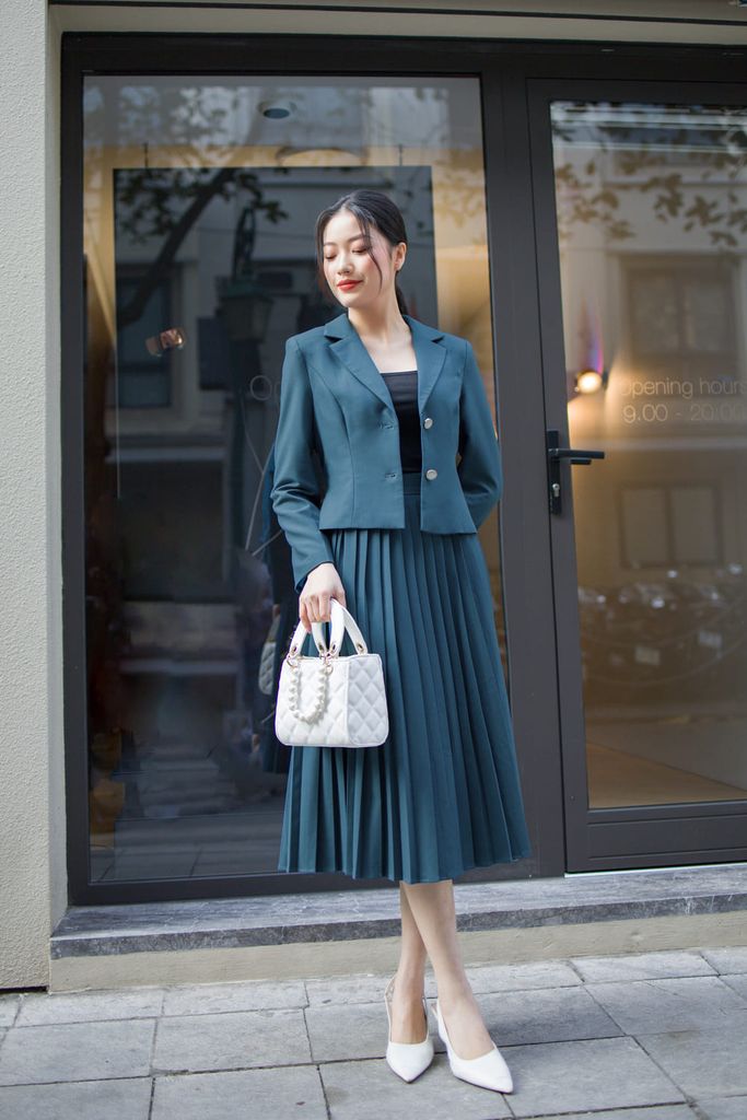  Áo ký giả cổ vest dài tay thanh lịch 