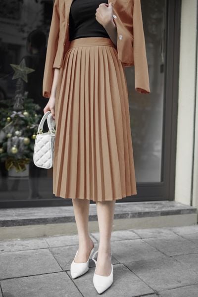  Chân váy công sở xếp ly bản to, thiết kế thanh lịch 