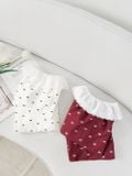  Set áo babydoll quần dài cạp chun viền cổ bánh bèo họa tiết nơ 