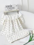 Set áo babydoll quần dài cạp chun viền cổ bánh bèo họa tiết nơ 