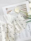  Set áo babydoll quần dài cạp chun viền cổ bánh bèo họa tiết nơ 