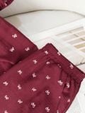  Set áo babydoll quần dài cạp chun viền cổ bánh bèo họa tiết nơ 