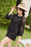  Áo ren thêu tay cách điệu lót vải chiffon chống lộ 
