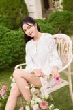  Áo ren thêu tay cách điệu lót vải chiffon chống lộ 