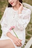  Áo ren thêu tay cách điệu lót vải chiffon chống lộ 