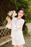  Áo ren thêu tay cách điệu lót vải chiffon chống lộ 