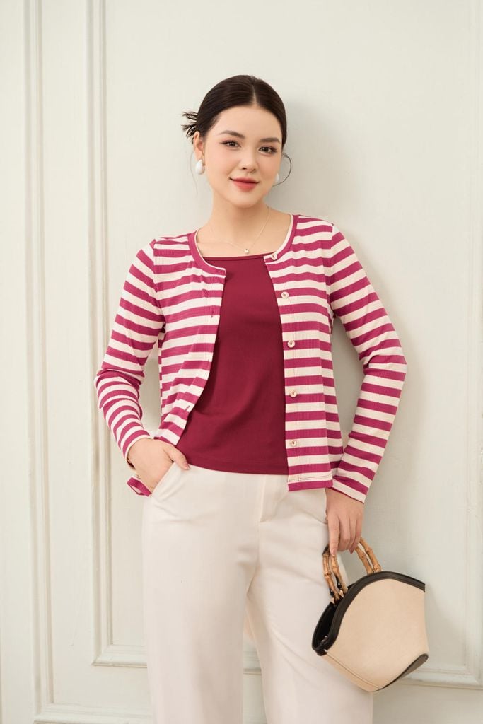  Set cardigan áo 2 dây chất liệu len cotton mỏng nhẹ, co giãn 