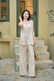  Set bộ Cardina Younger vải Thô linen áo 2 dây quần suông dáng rộng 