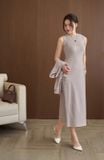  Set đầm sát nách nỉ lông cừu mix áo khoác croptop phối cúc 