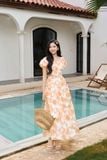  Chân Váy Xòe Nữ Younger Dáng Dài Vải Thô Thêu Hoa Nổi Cạp Chun 