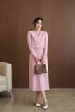  Set đầm sát nách nỉ lông cừu mix áo khoác croptop phối cúc 
