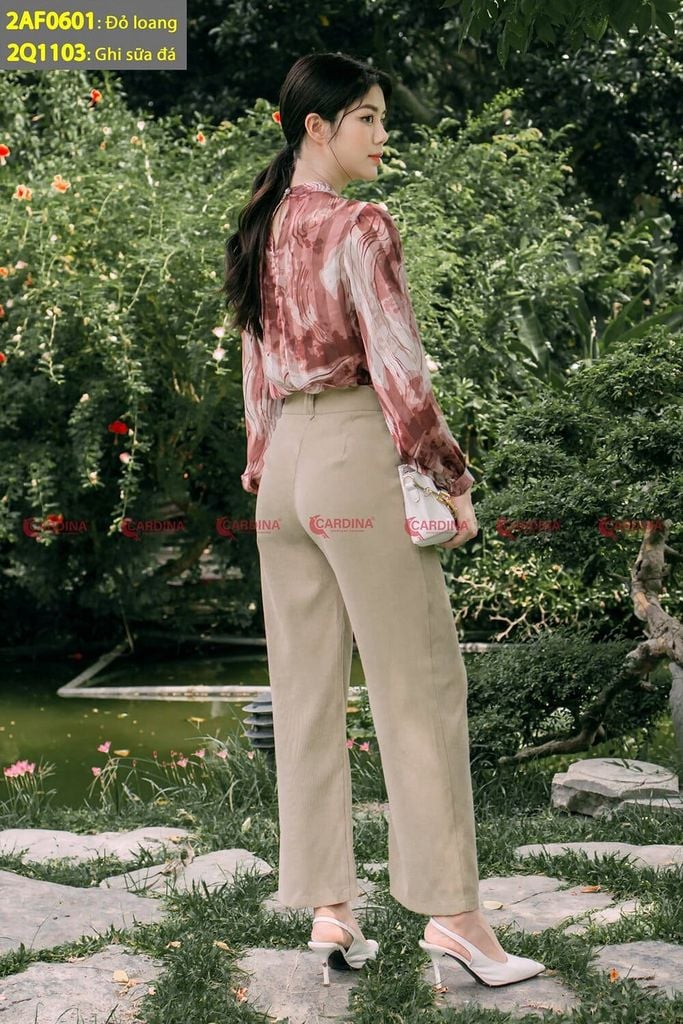  Quần suông Cardina kiểu dáng thanh lịch, chất liệu nhung tăm mềm mại 