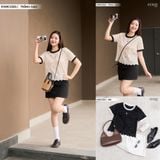  Áo ren cộc tay phối màu tag ngực 