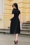  Váy sơ mi dáng A Cardina chất chéo Nhật có đai eo 