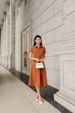  Váy sơ mi dáng A Cardina chất chéo Nhật có đai eo 