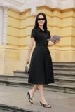  Váy sơ mi dáng A Cardina chất chéo Nhật có đai eo 