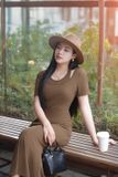 Đầm suông nữ chất liệu cotton cách điệu 2 cổ cá tính 