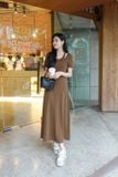  Đầm suông nữ chất liệu cotton cách điệu 2 cổ cá tính 