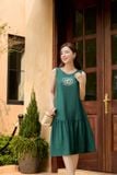  Đầm sát nách cổ thuyền dáng suông chất đũi Bamboo thêu hoa 