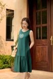  Đầm sát nách cổ thuyền dáng suông chất đũi Bamboo thêu hoa 