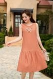  Đầm sát nách cổ thuyền dáng suông chất đũi Bamboo thêu hoa 