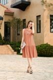 Đầm sát nách cổ thuyền dáng suông chất đũi Bamboo thêu hoa 