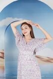  Đầm maxi chiffon hoa cao cấp thiết kế vai bèo xẻ trước nhẹ nhàng nữ tính 