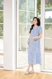  Đầm lanh cổ tim dáng A đuôi cá họa tiết hoa nhí 