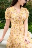  Đầm thiết kế dập ly eo cao cổ nơ chất liệu chiffon dáng xoè 