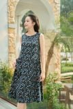  Đầm suông sát nách chất liệu lanh cao cấp họa tiết hoa nhí 
