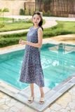  Đầm suông sát nách chất liệu lanh cao cấp họa tiết hoa nhí 