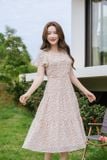 Đầm maxi đi biển kiểu dáng xếp ly cổ xòe 3 tầng điệu đà chất chiffon mềm mại 
