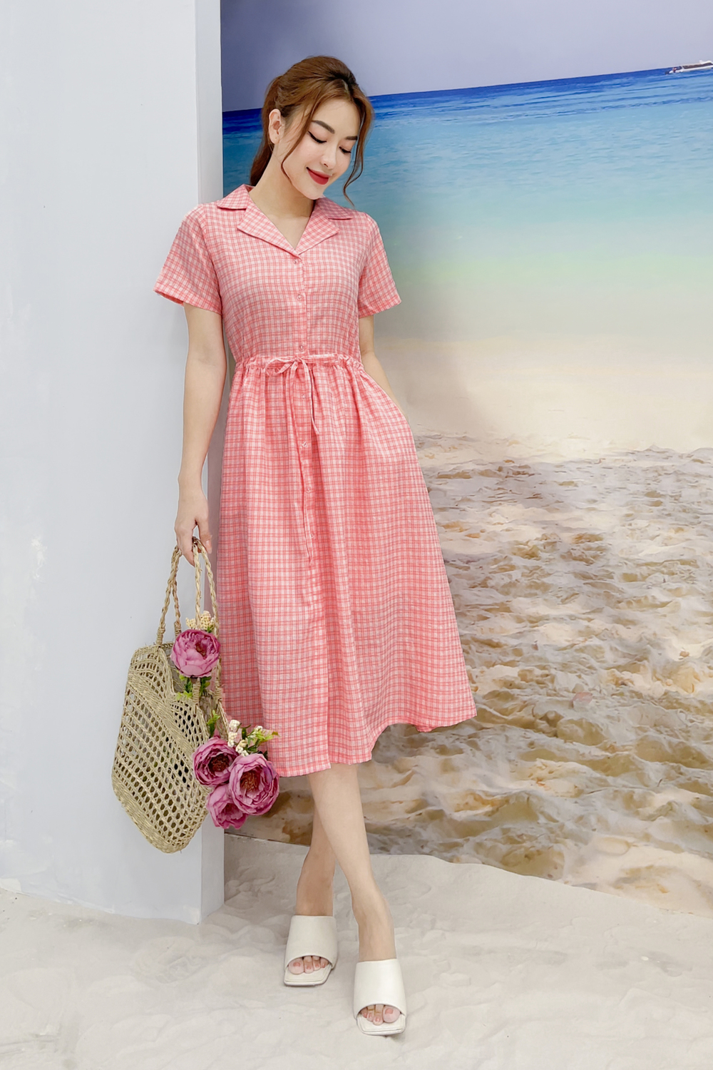 váy kẻ caro chữ A