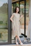  Đầm suông dài chất lụa Hàn Châu tay hến lệch tầng Cardina 