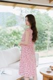  Đầm suông dài chất lụa Hàn Châu tay hến lệch tầng Cardina 